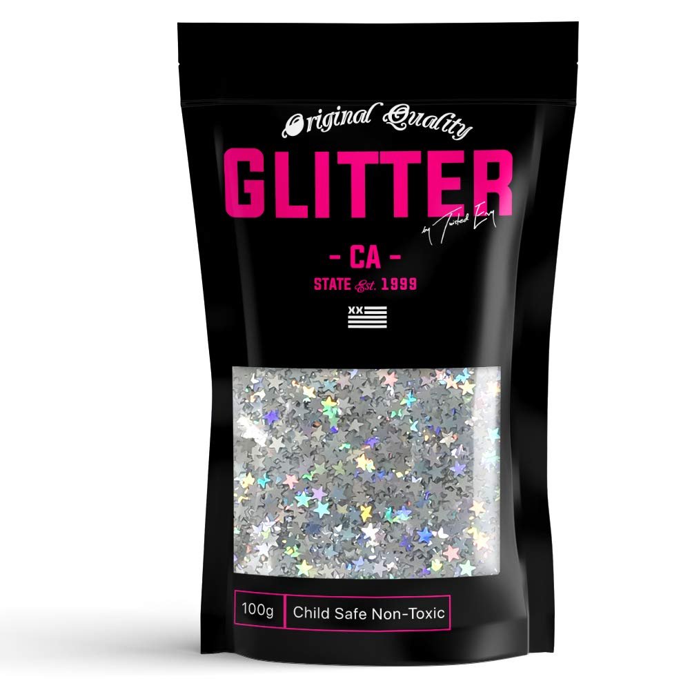 3mm Silver Holographic Stars Premium Glitter 50g / 1.75oz Multi Purpose Shape Glitter