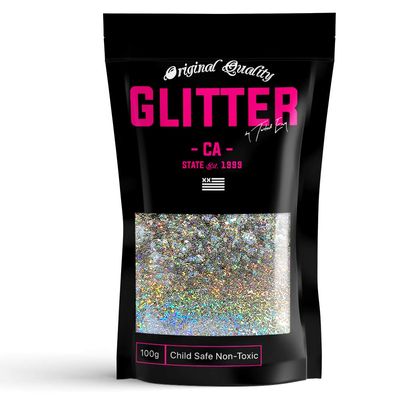 1mm Diamond Silver Holographic Premium Glitter 50g / 1.75oz Multi Purpose Shape Glitter