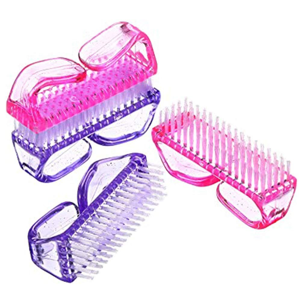 ALIQI 4 Pieces Handle Nail Brush Nail Hand Scrubbing Cleaning Brush Fingernail Brush(Pink and Purple)