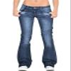Andongnywell Women's Slim Jeans Plus Size Stretchy Skinny Bell Bottom Bootcut Pant Fringed Trim Mid-Rise Jeans (Blue,XX-Large) view 1