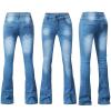 Andongnywell Women's Slim Jeans Plus Size Stretchy Skinny Bell Bottom Bootcut Pant Fringed Trim Mid-Rise Jeans (Blue,XX-Large) view 4