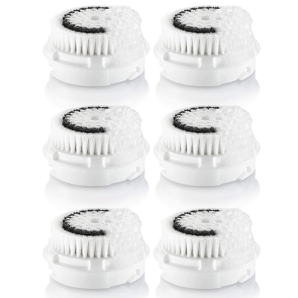 Facial Cleansing Brush Head Replacement, Facial Cleanse Brush Head, Normal Sensitive Facial Brush Heads, for Acne Prone, Clogged, Enlarged Pore, Deep Pore Sensitive Skins (White/6Pack)
