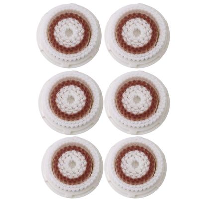 Facial Cleansing Brush Heads Replacement, Facial Cleansing Brush Head, Whitening Facial Brush Heads, for Acne Prone, Clogged, Enlarged Pore, Deep Pore Radiance Skins (6Pack/Brown)