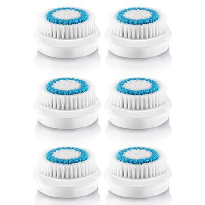 Replacement Facial Cleansing Brush Heads, Facial Cleansing Brush Head, Exfoliator Facial Brush Heads, for Acne Prone, Clogged and Enlarged Pores Sensitive Skins (Blue/6 Pack)
