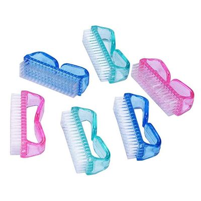 ALIQI Handle Grip Nail Brush,Fingernial Brush Cleaner for Toes and Nails Men Women Manicure tools (Pack of 6)