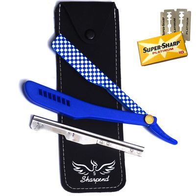 Classic Professional Straight Edge Barber Razor - Salon Quality Cut Throat Shavette,Professional Straight Edge Razor with 20 Single Edge Blades and 1 PU Leather Storage Bag, Barber Razor for Men, Salon | Straight Razor Kit | Mens Shaving Knife, Manua