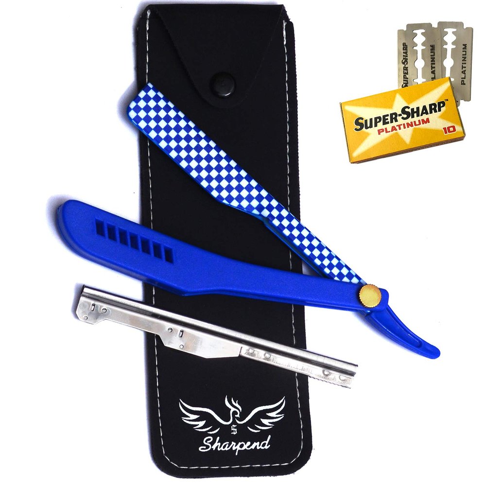 Classic Professional Straight Edge Barber Razor - Salon Quality Cut Throat Shavette,Professional Straight Edge Razor with 20 Single Edge Blades and 1 PU Leather Storage Bag, Barber Razor for Men, Salon | Straight Razor Kit | Mens Shaving Knife, Manua