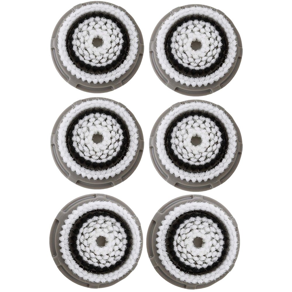 Facial Cleansing Brush Heads Replacement, Facial Cleansing Brush Head, Normal Facial Brush Heads, for Acne Prone, Clogged, Enlarged Pore Skins (6Pack/Grey)