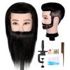 ISHOT Male Mannequin Head,12" Doll Head,Training Head,With 100% Real Human Hair for Hairdressers,Hair Stylists,Cosmetologist,Barber Shop and Cosmetology School Black view 1
