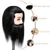 ISHOT Male Mannequin Head,12" Doll Head,Training Head,With 100% Real Human Hair for Hairdressers,Hair Stylists,Cosmetologist,Barber Shop and Cosmetology School Black view 2