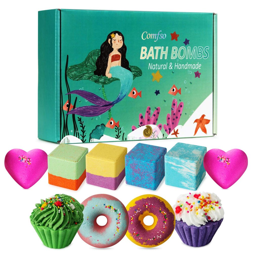 10 Bath Bombs for Kids, Bath Bomb Gift Set, Natural Bubble Bathbombs, Shea Butter Dry Skin Moisturize, Fizzy Spa Bath for Her Mom Women Kids Girls Girlfriend, Birthday, Stocking Stuffers