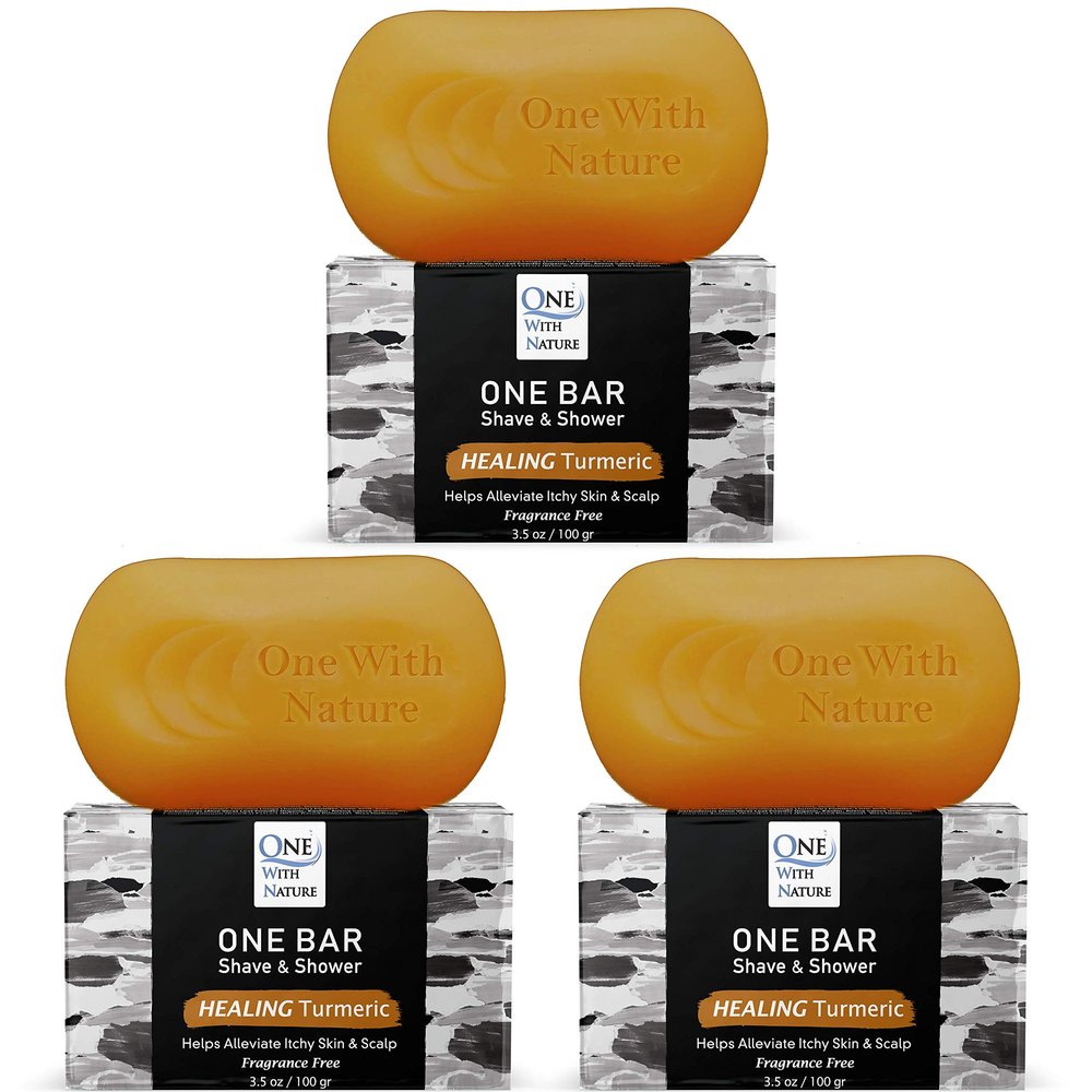 ONE Bar Turmeric Soap - 3 in 1 Shampoo, Face & Body Wash, Shave, 3 Pack