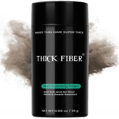 THICK FIBER Hair Fibers for Thinning Hair & Bald spots (MEDIUM BROWN) - 25g Bottle - Conceals Hair Loss in Seconds - Hair Powder for Women & Men