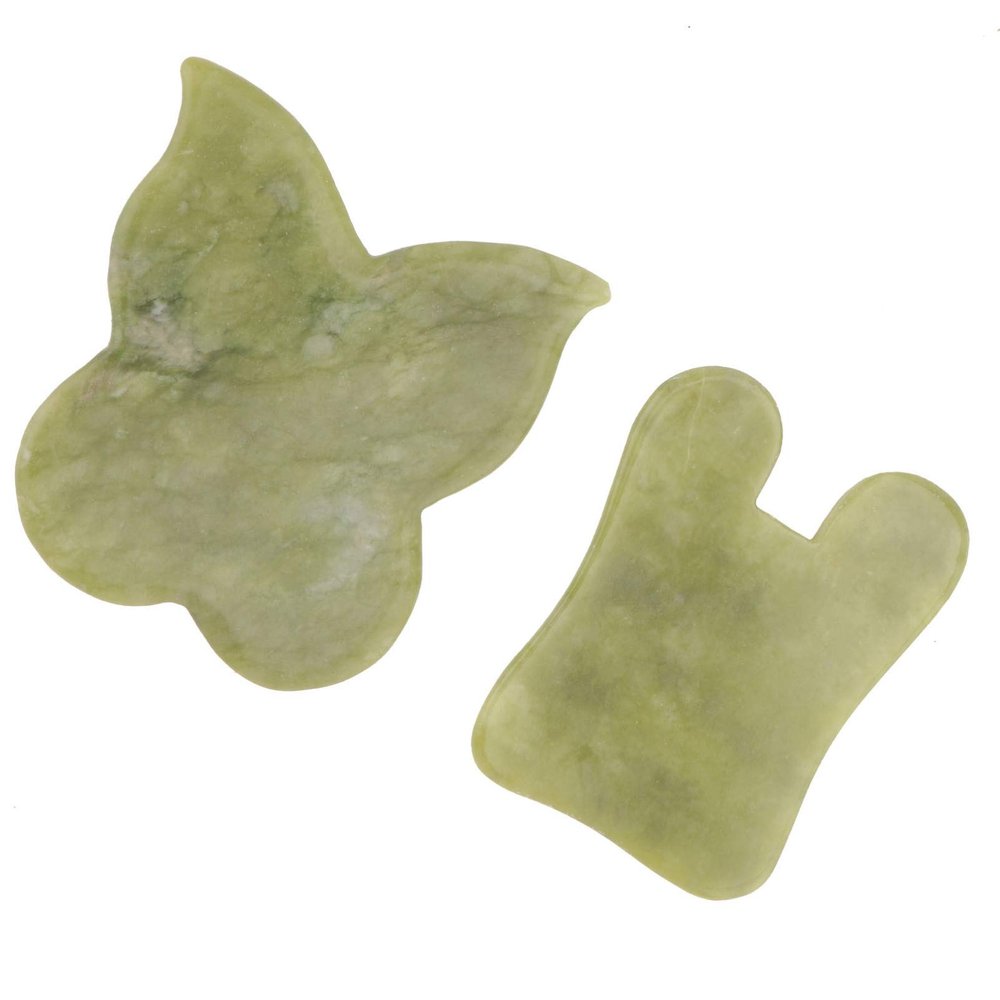 Beaupretty 2pcs Jade Scraping Board for Face Massage Natural Green Gua Tools Absorption of Skin Care Products Smooth Edges for Safe Use