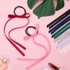 PAGOW 10 Pieces Long Silk Ribbon Hair Bands, Colourful Hair Scarf with Bow Silk Hair Ties, Satin Hair Scrunchies for Women Kids Girls view 3