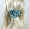 Skelapparel Southwest Bohemian Faux Blue Turquoise Squash Blossom Hair Barrette  Boho Chic Accessory view 2
