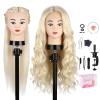 Mannequin Head with 80% Real Hair, TopDirect 24" Blonde Hair Styling Hairdressing Cosmetology Mannequin Manikin Training Practice Head with Clamp and Tools view 1