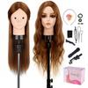 Mannequin Head with 80% Human Hair, TopDirect 24" Brown Real Hair Cosmetology Mannequin Head Hair Styling Hairdressing Practice Training Doll Heads with Clamp Holder and Tools view 1