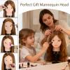 Mannequin Head with 80% Human Hair, TopDirect 24" Brown Real Hair Cosmetology Mannequin Head Hair Styling Hairdressing Practice Training Doll Heads with Clamp Holder and Tools view 3