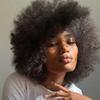 JOEDIR HAIR Afro Wigs for Black Women Human Hair Short Afro Kinky Curly Wig 8 Inch Natural Black Large Afro Wigs (Color:1B) view 1