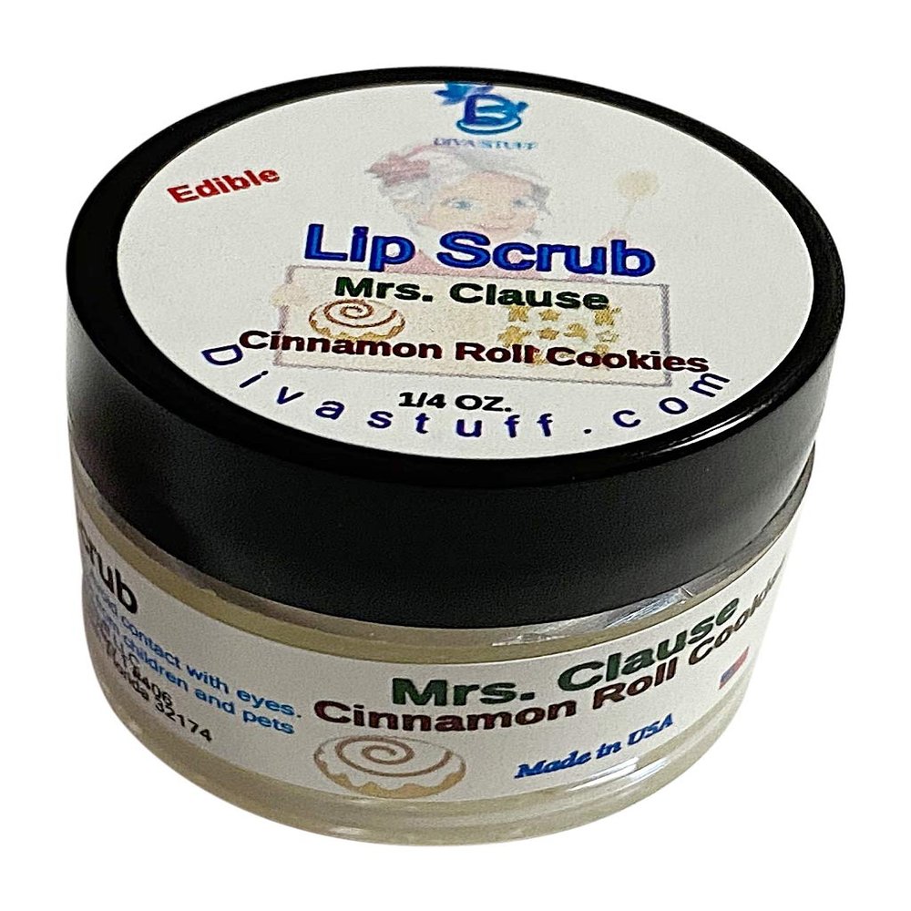 Diva Stuff Ultra Hydrating Lip Scrub for Soft Lips, Gentle Exfoliation, Moisturizer & Conditioner,  oz - Made in the USA (Mrs. Clause Cinnamon Roll Cookie)