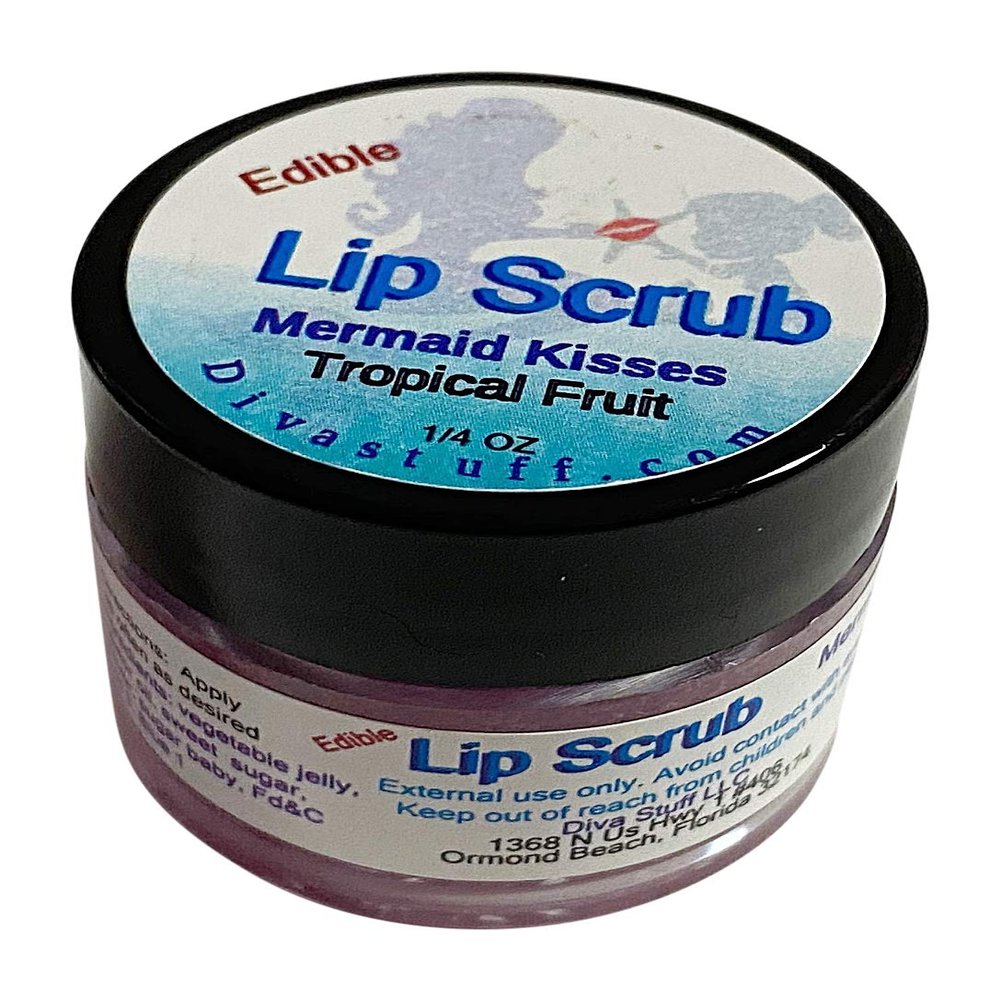 Diva Stuff Ultra Hydrating Lip Scrub for Soft Lips, Gentle Exfoliation, Moisturizer & Conditioner,  oz - Made in the USA (Mermaid Kisses)