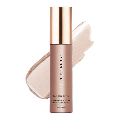 JLO BEAUTY Complexion Booster Highlighter & Bronzer for Face & Body, Lightweight Skin Care Makeup Primer with Vitamin E, Shimmer Skin Tint for Dewy Glow, That Star Filter, Pink Champagne, 1 Fl Oz