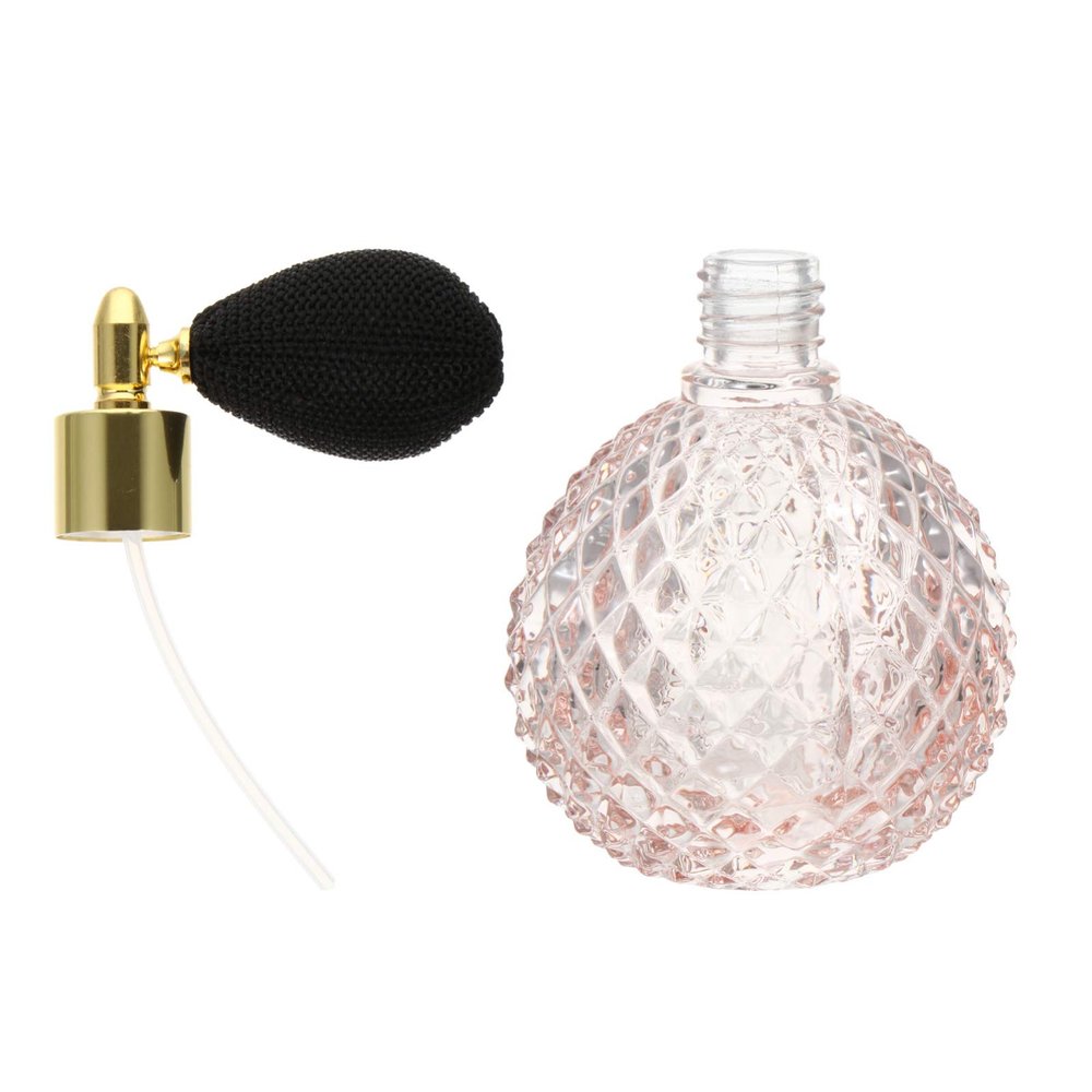 Vintage Perfume Bottle Refillable Spray 100ML Empty Glass Makeup Cosmetic Container Dispenser for Home Office Outdoor Travel Pink
