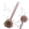 ALIQI Long Handle Shower Bath Brush Body Massage Brushes 2-in-1 Sided Natural Wooden Bristles Bath Ball view 2