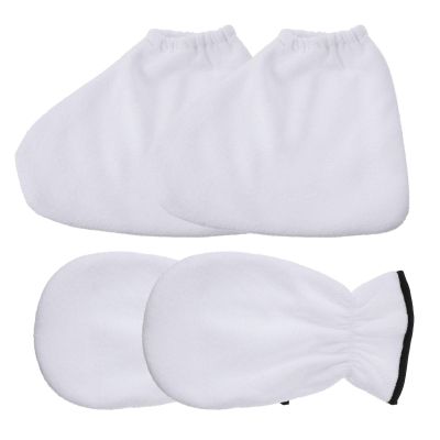4pcs Essential Oil Gloves Paraffin Wax Mitts for Hand Gloves for Work Spa Paraffin Moisturizing Hand Gloves Wax Gloves Heated Foot Spa Polyester Women's Take a Bath White Sock