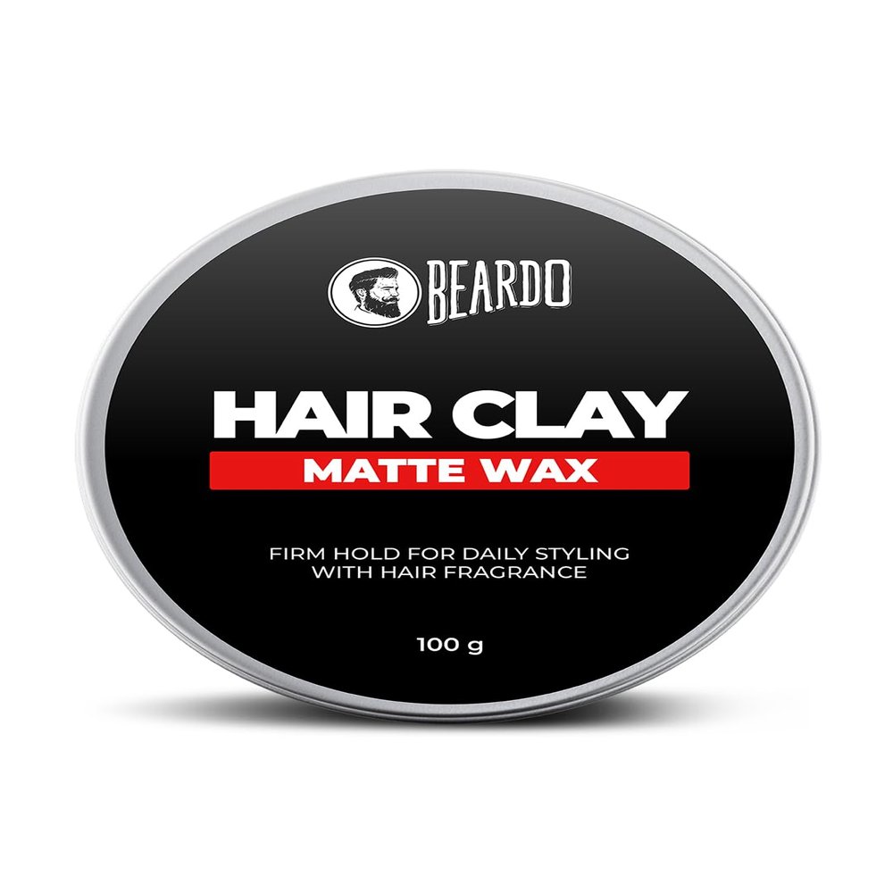 BEARDO Hair CLAY Wax for Men, 100 gm | Matte Finish with volume| Strong Hold Re-stylable Hair styles | With Kaolin Clay | Used by salon professionals 3.4Fl Oz