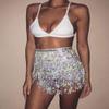Aimimier Belly Dance Hip Skirt Sequins Tassel Scarf Multi-Layered Belly Belt Dance Wrap Rave Costume Performance Festival Dresses for Women (Silver) view 2