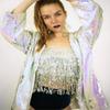 Aimimier Belly Dance Hip Skirt Sequins Tassel Scarf Multi-Layered Belly Belt Dance Wrap Rave Costume Performance Festival Dresses for Women (Silver) view 3