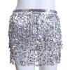 Aimimier Belly Dance Hip Skirt Sequins Tassel Scarf Multi-Layered Belly Belt Dance Wrap Rave Costume Performance Festival Dresses for Women (Silver) view 4