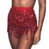 Aimimier Belly Dance Hip Skirt Sequins Tassel Scarf Multi-Layered Belly Belt Dance Wrap Rave Costume Performance Festival Dresses for Women (Red) view 1