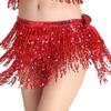 Aimimier Belly Dance Hip Skirt Sequins Tassel Scarf Multi-Layered Belly Belt Dance Wrap Rave Costume Performance Festival Dresses for Women (Red) view 2