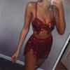 Aimimier Belly Dance Hip Skirt Sequins Tassel Scarf Multi-Layered Belly Belt Dance Wrap Rave Costume Performance Festival Dresses for Women (Red) view 3