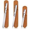 3 Pcs Stainless Steel Nail Files Kit with Leather Case, Double Sided Metal Nail Files with Anti-Slip Handle for Women and Men, Metal File Buffer Manicure Pedicure Tools for Fingernail Toenail(Brown) view 1