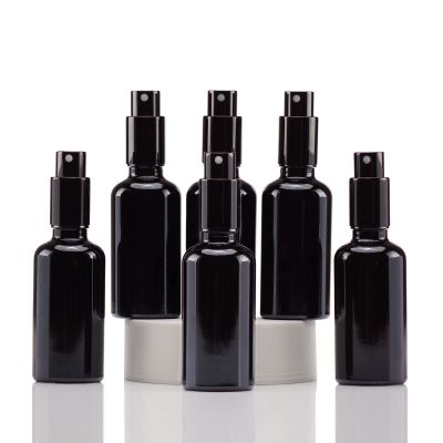 YIZHAO Black Glass Spray Bottles 2oz, with Small Fine Mist Spray, Metal Cap, Refillable for Essential Oil,Travel,Cleaning,Perfume,Aromatherapy,Makeup  6 Pcs