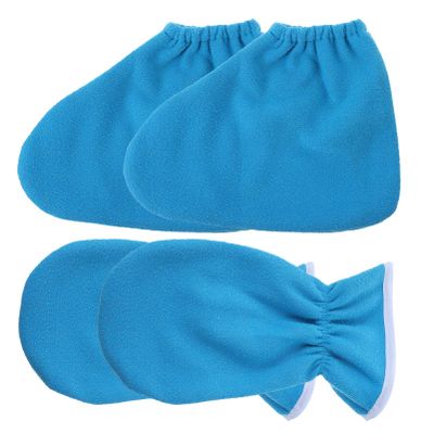 4Pcs Paraffin Wax Bath Gloves Booties Moisturizing Work Gloves Foot Spa Cover Hand Treatment Kit Paraffin Wax Warmer Insulated Mitts for Women