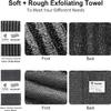 Yiclick Exfoliating Body Scrubber, Back Scrubber for Shower Bath, Japanese Scrub Wash Cloth, Exfoliating Washcloth Towel for Men Women, Body Exfoliator Loofah Luffa Sponge Net Rag Back Washer (Black) view 2