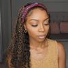 10A Ombre Headband Wig Deep Curly None Lace Front Wig for Black Women 100% Brazilian Human Hair Machine Made Wig 150% Density (18 inch, 150% Density) view 1