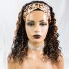 10A Ombre Headband Wig Deep Curly None Lace Front Wig for Black Women 100% Brazilian Human Hair Machine Made Wig 150% Density (18 inch, 150% Density) view 3