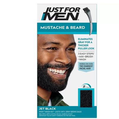 Just for Men Brush-In Color Gel for Mustache, Beard & Sideburns, Jet Black, M-60, 1 kit, (Pack of 3)