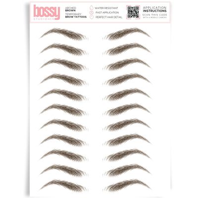 Brows by Bossy Studio & Co Temporary Eyebrow Tattoos Waterproof Eyebrow Stickers, False Tattoos Hair Like Peel Off Instant Transfer Brow arched brown