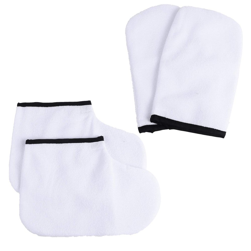 Beaupretty 4pcs Paraffin Wax Work Gloves Booties Wax Bath Hand Treatment Mitts Foot Spa Cover for Women Soft Cotton Mittens Feet Hand Care Set