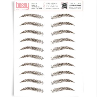 Brows by Bossy Studio & Co Temporary Eyebrow Tattoos Waterproof Eyebrow Stickers, False Tattoos Hair Like Peel Off Instant Transfer Brow upward brown
