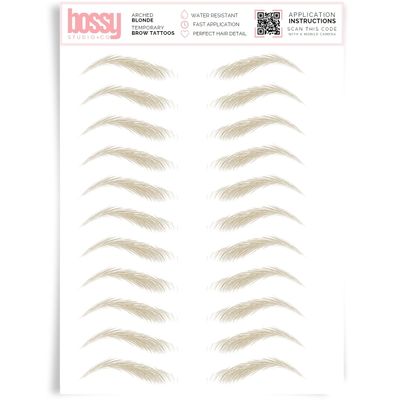 Brows by Bossy Studio & Co Temporary Eyebrow Tattoos Waterproof Eyebrow Stickers, False Tattoos Hair Like Peel Off Instant Transfer Brow arched blonde