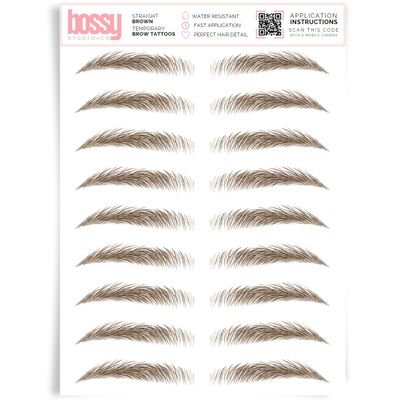 Brows by Bossy Studio & Co Temporary Eyebrow Tattoos Waterproof Eyebrow Stickers, False Tattoos Hair Like Peel Off Instant Transfer Brow straight brown