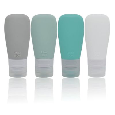 Vonpri Silicone Travel Bottles, Leak Proof Squeezable Refillable Travel Accessories Toiletries Containers Travel Size Cosmetic Tube for Shampoo Lotion Soap Liquids (2oz Grey/blue/white/green)